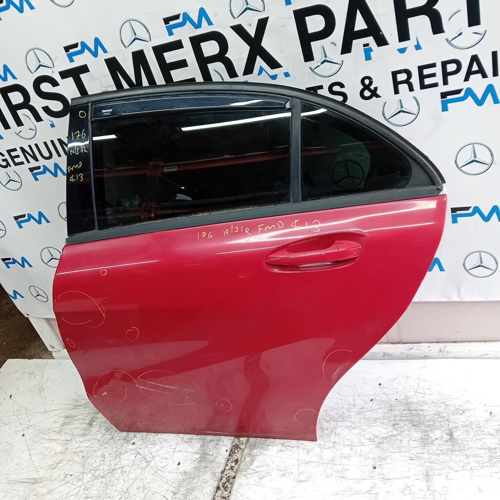 MERCEDES A-CLASS W176 PASSENGER REAR DOOR NSR RED COMPLETE 2012-18 FMD413