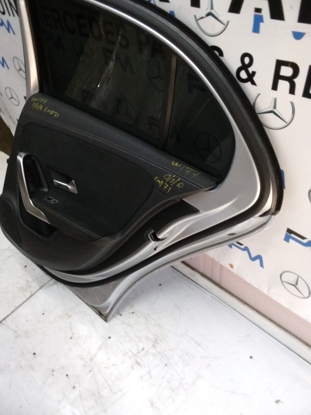 MERCEDES BENZ A-CLASS W177 DRIVER SIDE REAR DOOR O/S/R COMPLETE SILVER FMD71