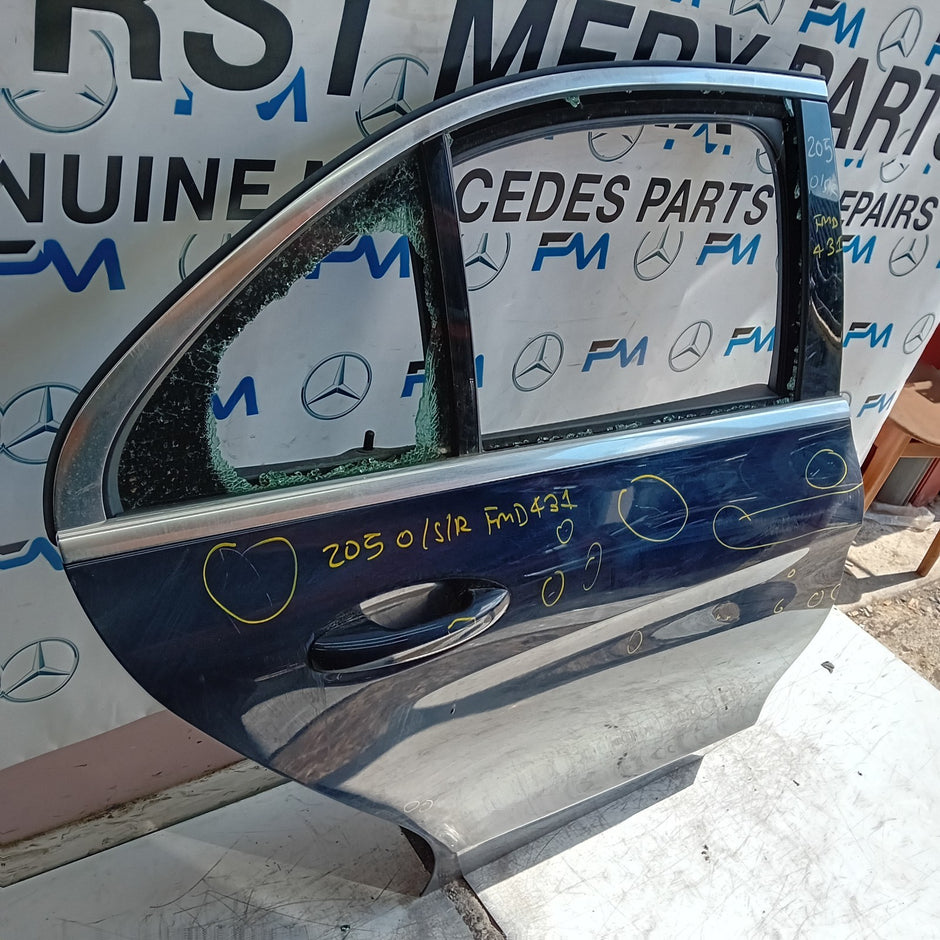 MERCEDES C-CLASS W205 SLN DRIVER REAR DOOR OSR BLUE 2014 ON COMPLETE FMD431