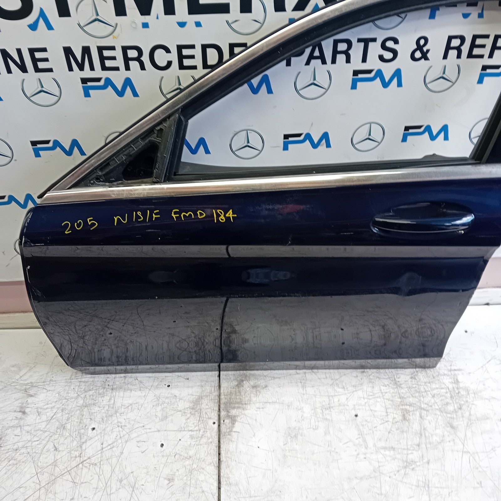 MERDEDES C-CLASS W205 DRIVER SIDE FRONT DOOR NSF BLUE 2014 ON COMPLETE FMD184