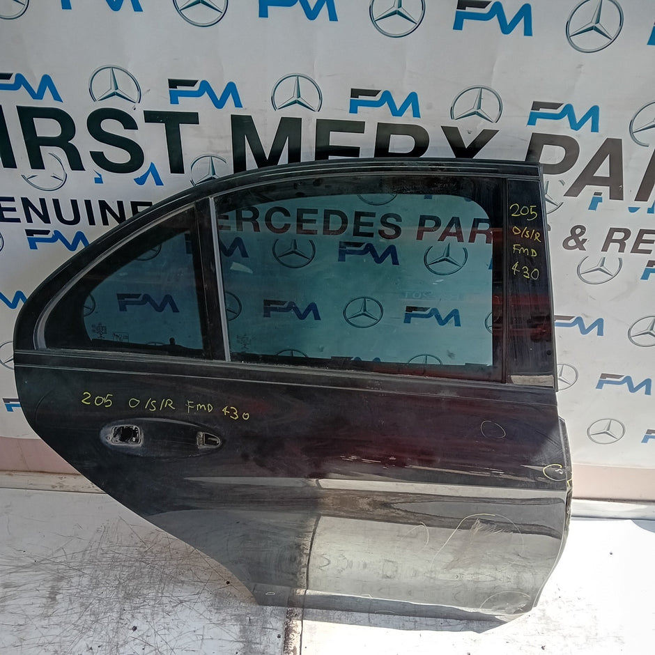 MERCEDES C-CLASS W205 DRIVER REAR DOOR OSR BLACK 2014 ON COMPLETE FMD430
