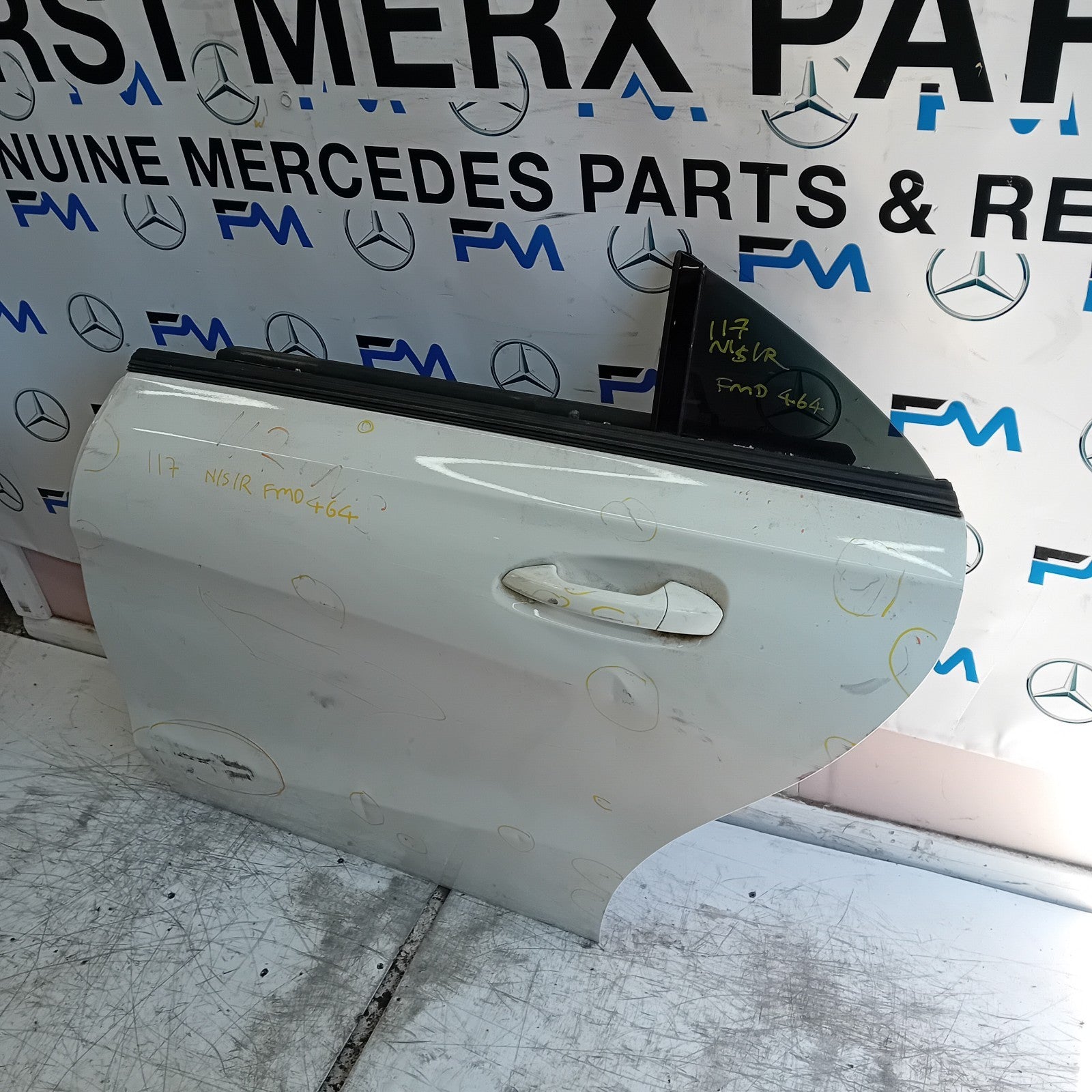 MERCEDES CLA W117 PASSENGER REAR DOOR NSR WHITE 2013-19 COMPLETE FMD464