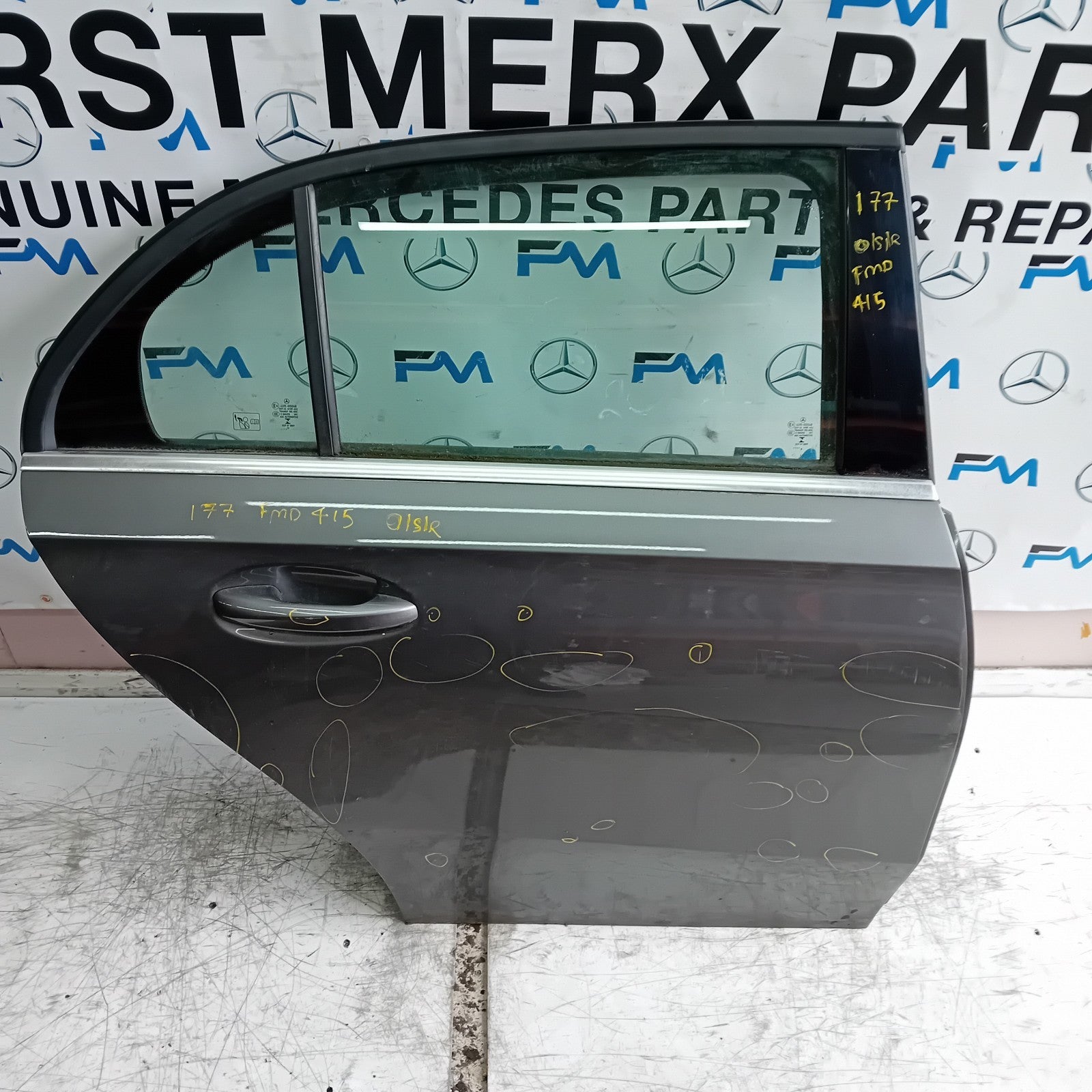 MERCEDES A-CLASS W177 DRIVER REAR DOOR OSR GREY COMPLETE 2018 ON FMD415