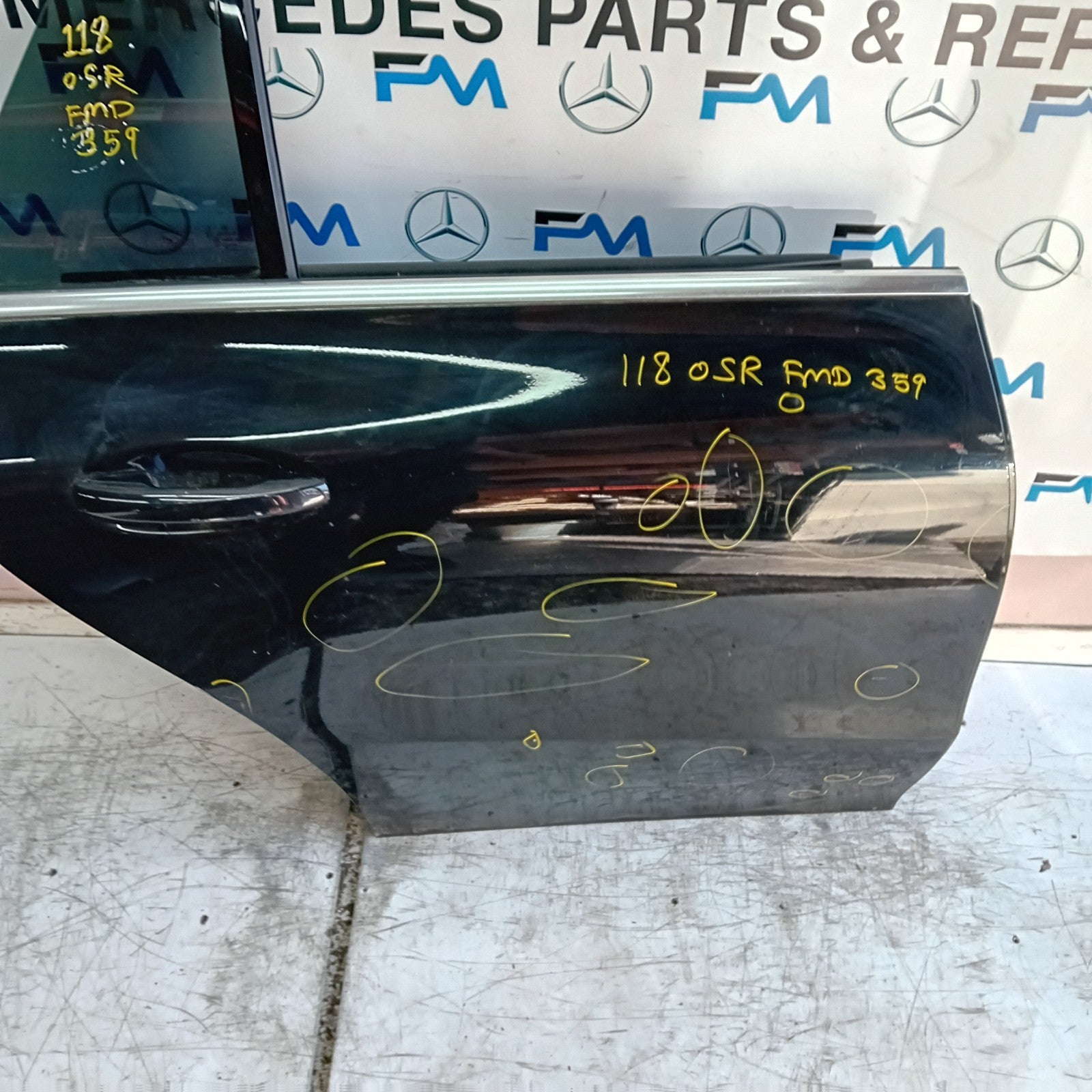MERCEDES BENZ CLA W118 DRIVER REAR DOOR OSR 2019 ON BLACK COMPLETE FMD359