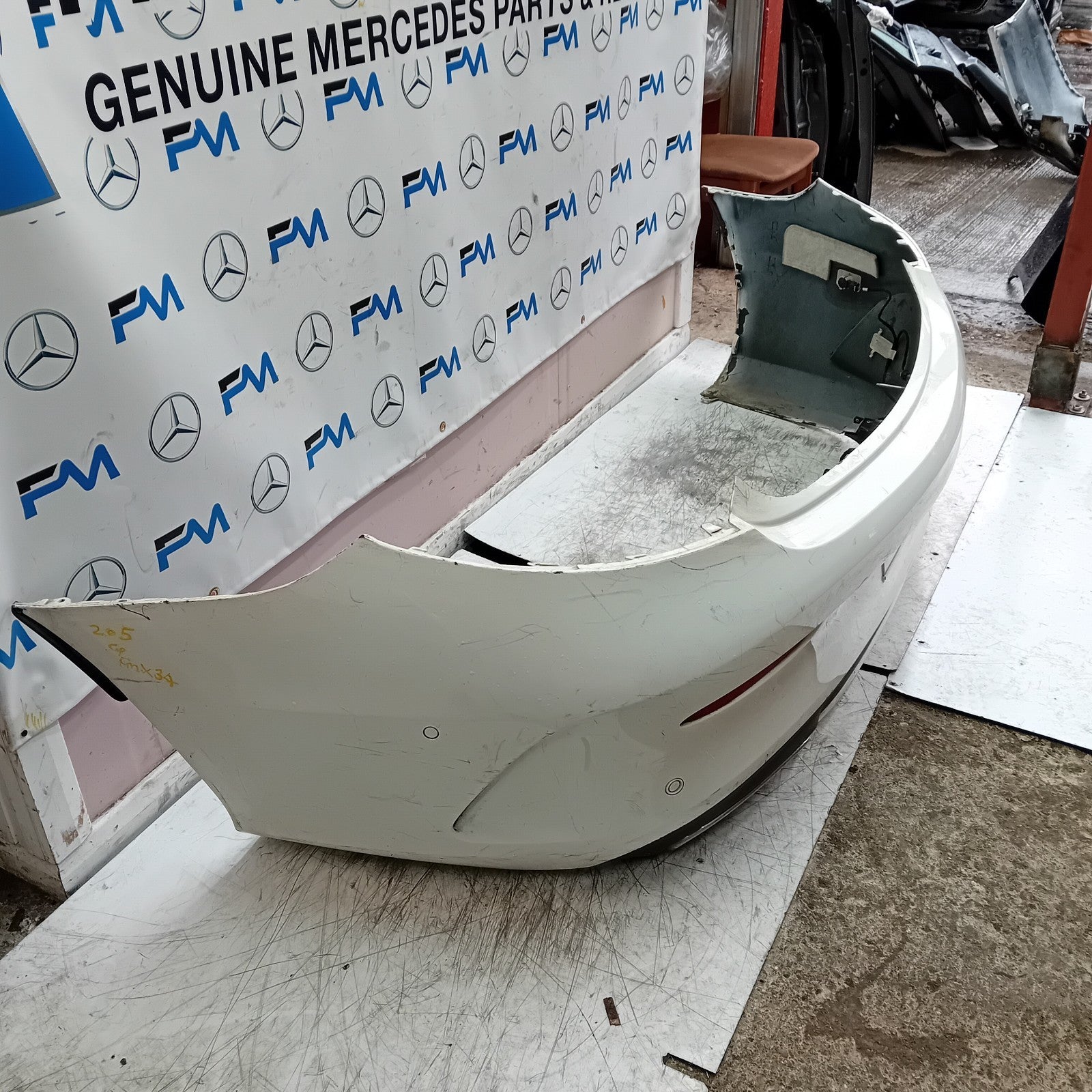 MERCEDES BENZ C-CLASS C205 COUPE REAR BUMPER 2016 ON WHITE COMPLETE FMX34