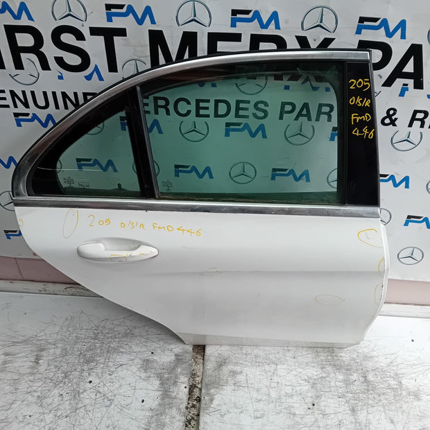 MERCEDES C-CLASS W205 DRIVER REAR DOOR OSR WHITE 2014 ON COMPLETE FMD446