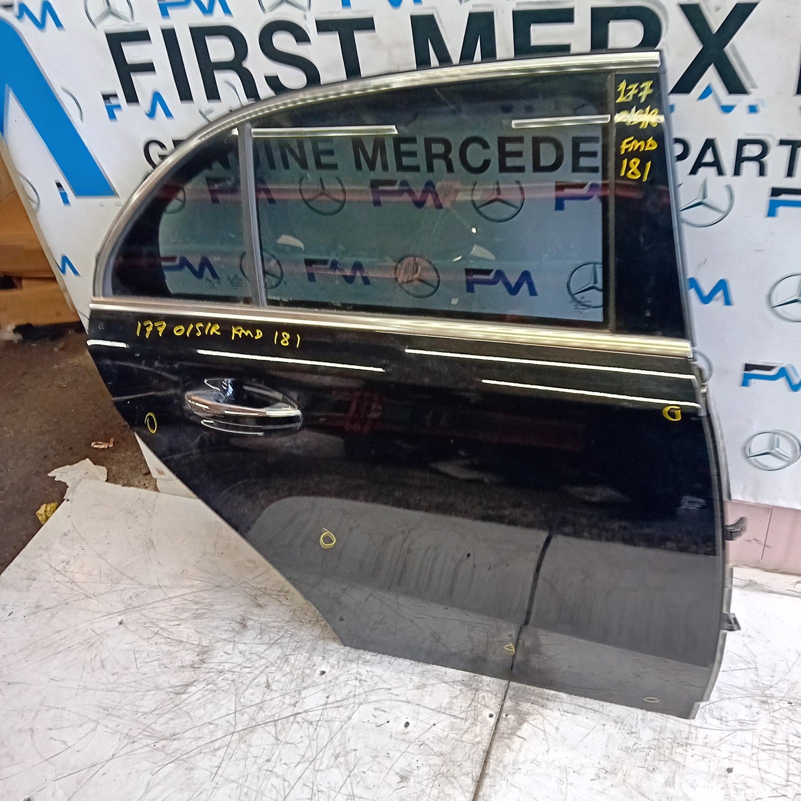MERDEDES A-CLASS W177 DRIVER SIDE REAR DOOR OSR BLACK 2018 ON COMPLETE FMD181