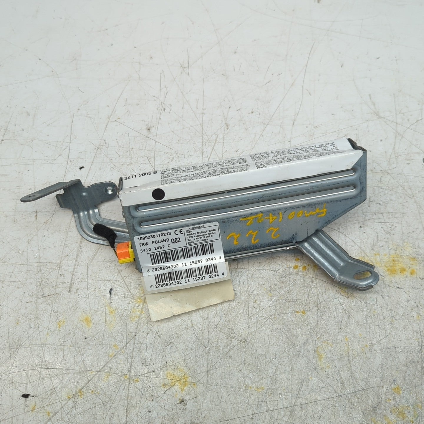 MERCEDES  S-CLASS W222 PASSENGER REAR SIDE  AIRBAG MODULE A2228604302 FM001422