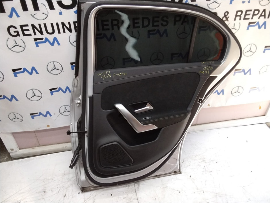 MERCEDES BENZ A-CLASS W177 DRIVER SIDE REAR DOOR O/S/R COMPLETE SILVER FMD71