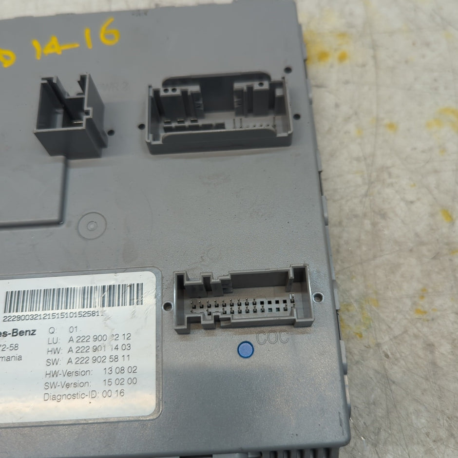 MERCEDES S-CLASS REAR SAM CONTROL MODULE W222 A2229006212 2016 FM001416