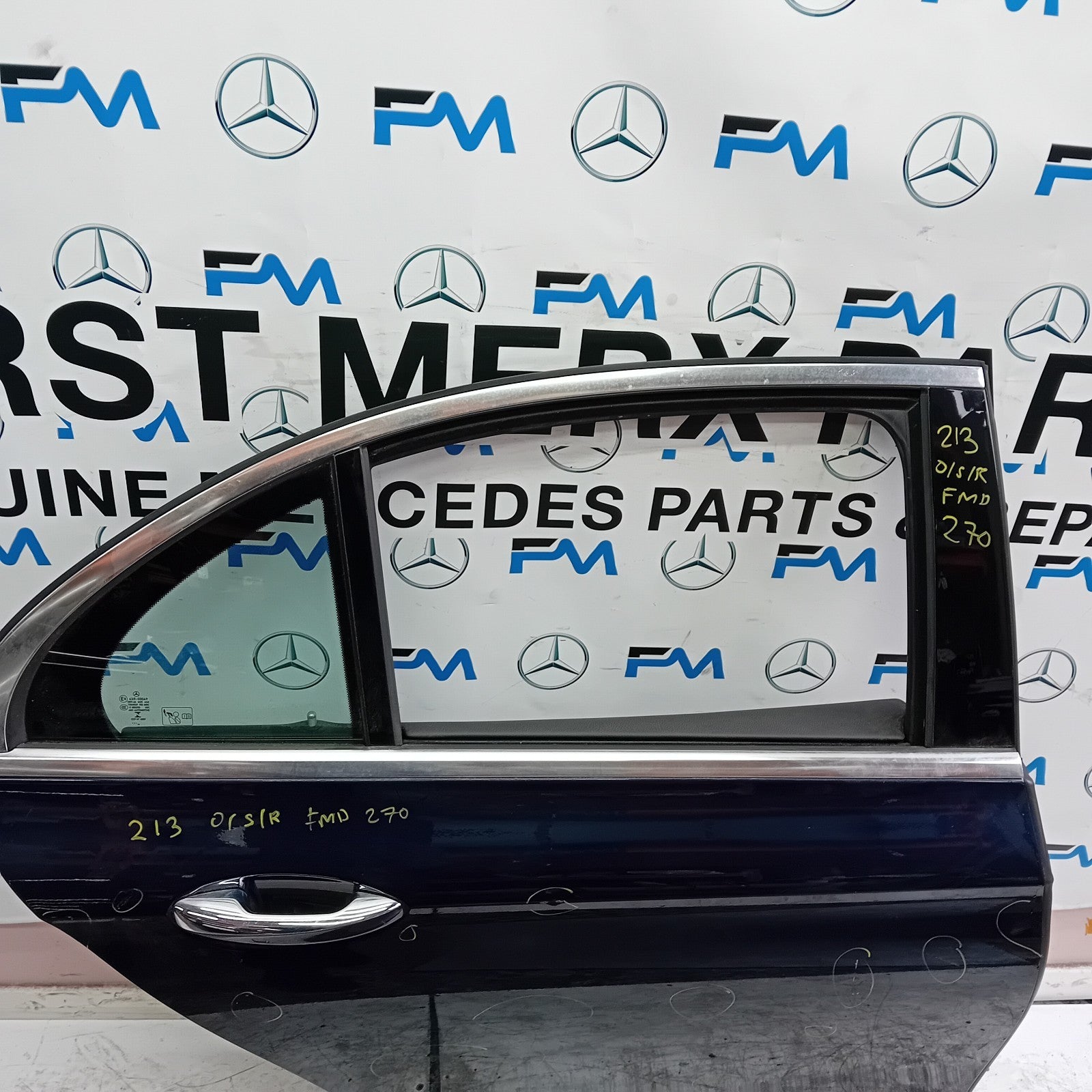 MERCEDES E-CLASS W213 SLN DRIVER REAR DOOR OSR BLUE 2016 ON COMPLETE FMD270