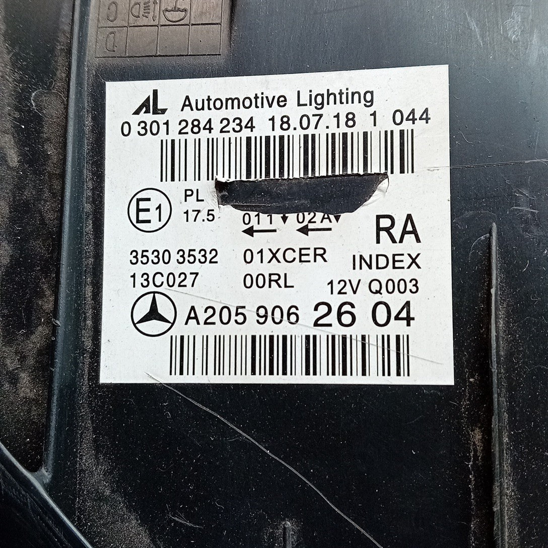 MERCEDES C-CLASS HEADLIGHT DRIVER OS RIGHT A2059062604 2018 HIGH PERFORM FMH182