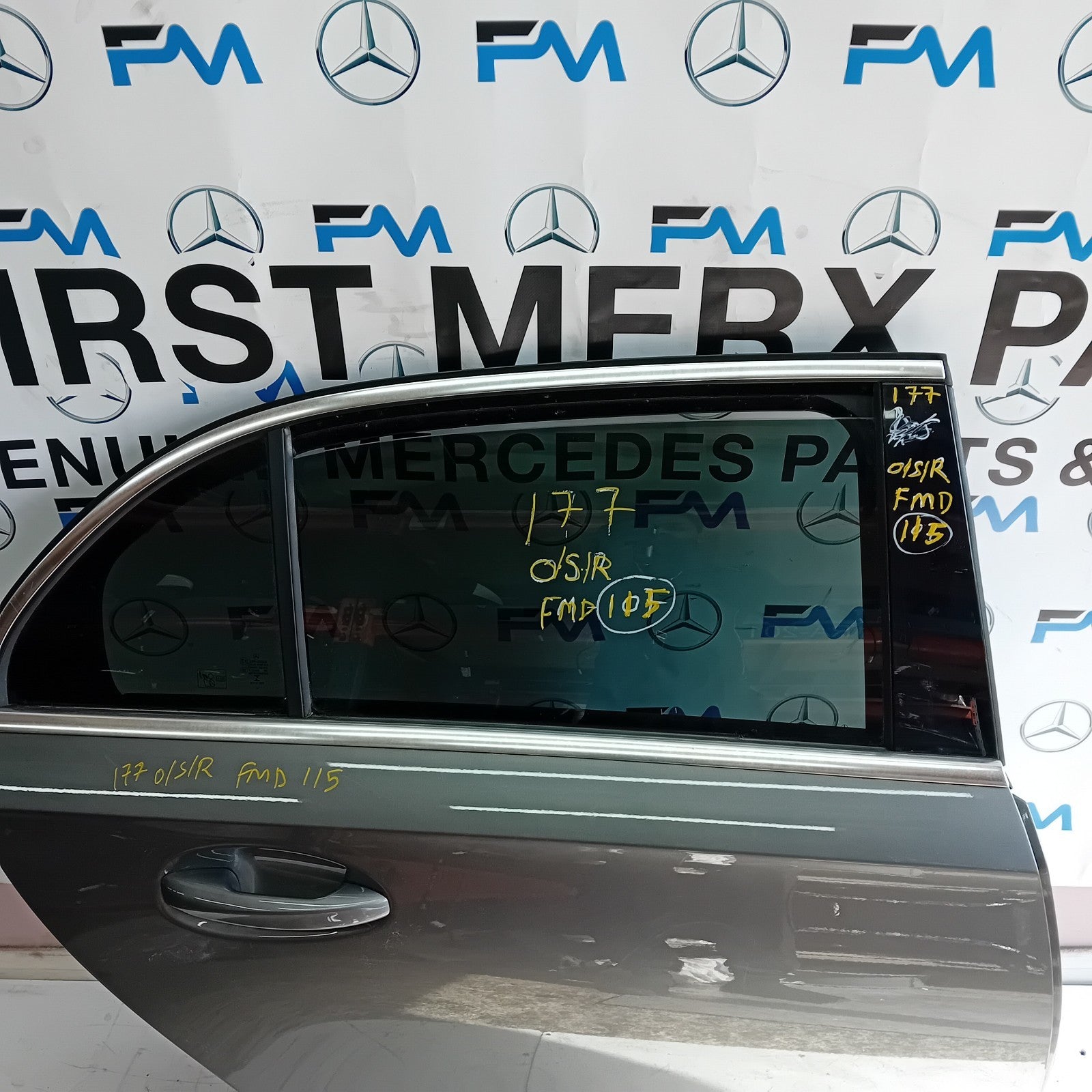 MERCEDES  A-CLASS W177 DRIVER SIDE REAR DOOR N/S/R COMPLETE GREY FMD115