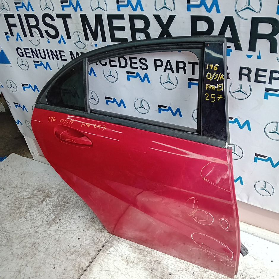MERCEDES BENZ  A-CLASS W176 DRIVER REAR DOOR OSR RED 2012-18 COMPLETE FMD257