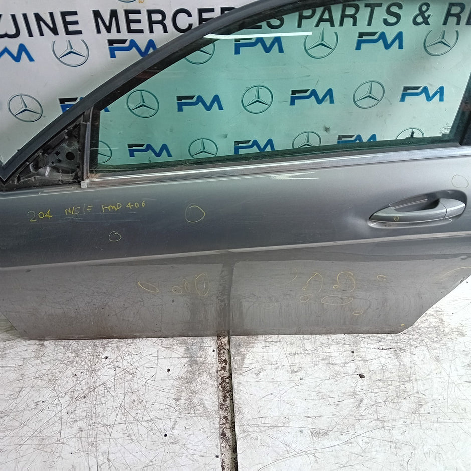 MERCEDES C-CLASS W204 PASSENGER FRONT DOOR NSF 2009-2014 GREY COMPLETE FMD406