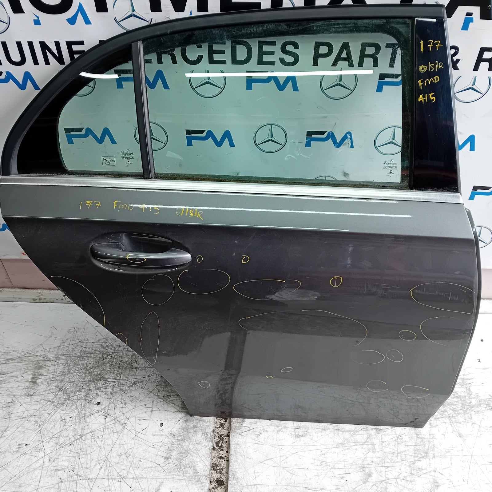 MERCEDES A-CLASS W177 DRIVER REAR DOOR OSR GREY COMPLETE 2018 ON FMD415