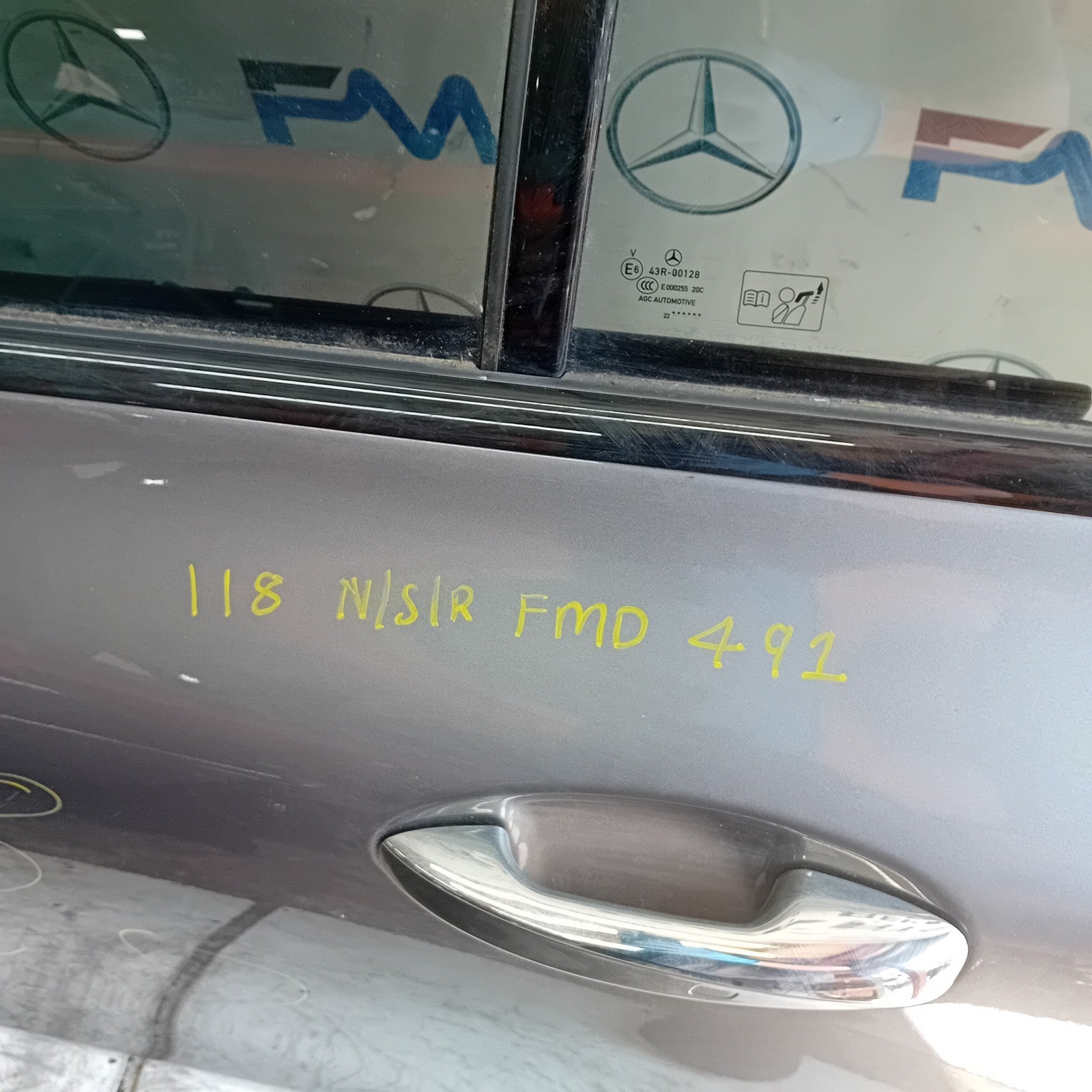 MERCEDES CLA W118 PASSENGER REAR DOOR NSR 2019 GREY COMPLETE FMD491