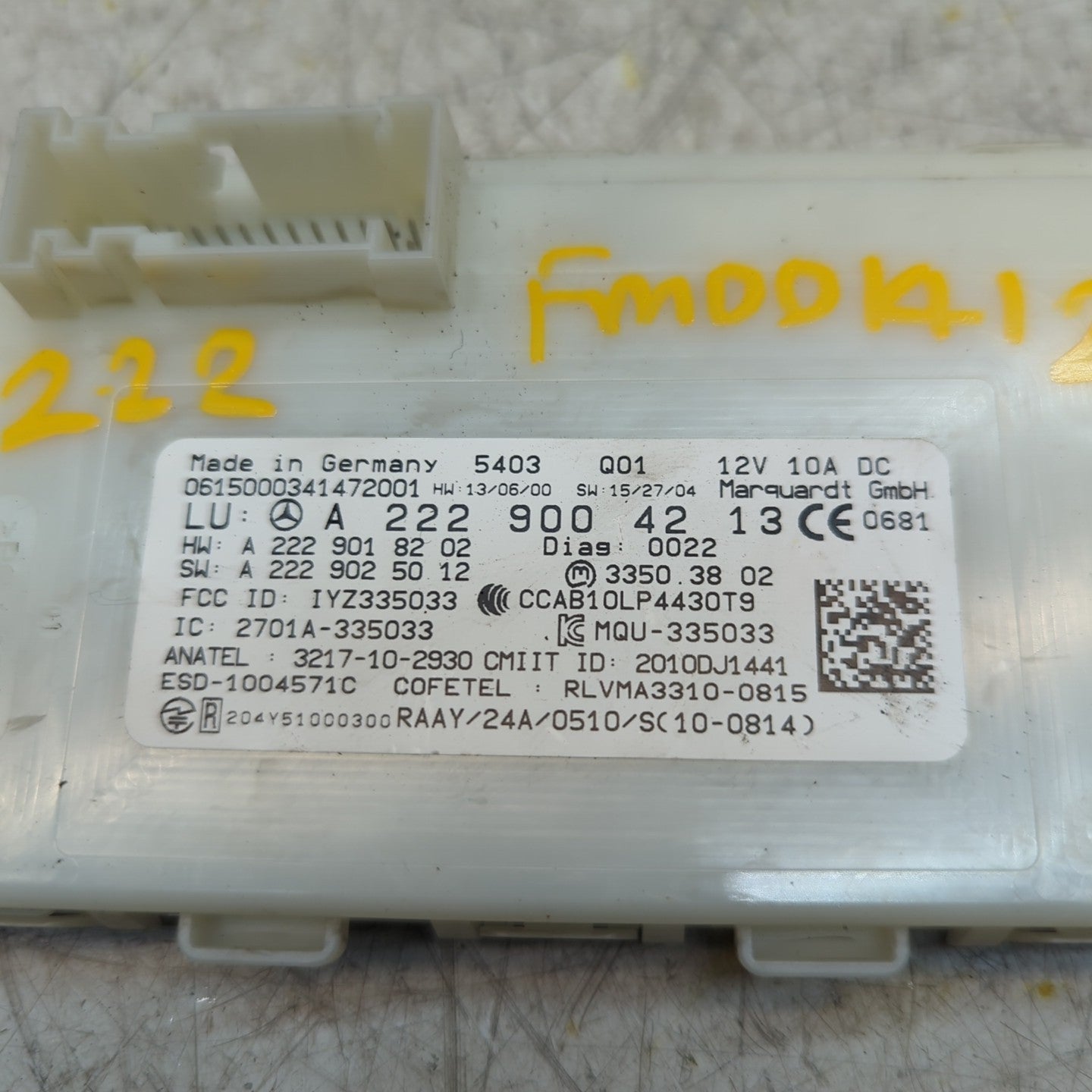 MERCEDES BENZ S-CLASS KEYLESS GO CONTROL UNIT W222 A2229004213 FM001412