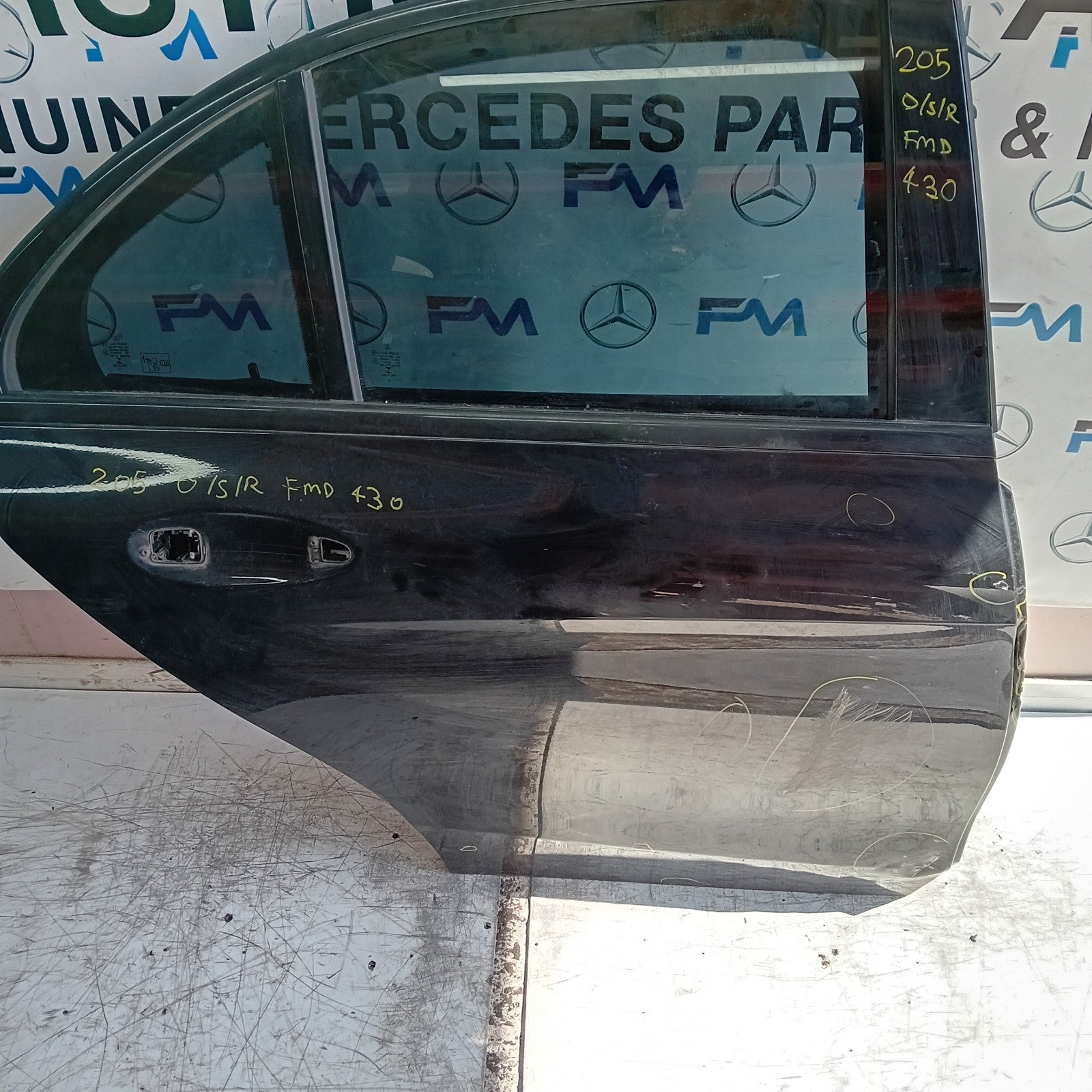 MERCEDES C-CLASS W205 DRIVER REAR DOOR OSR BLACK 2014 ON COMPLETE FMD430