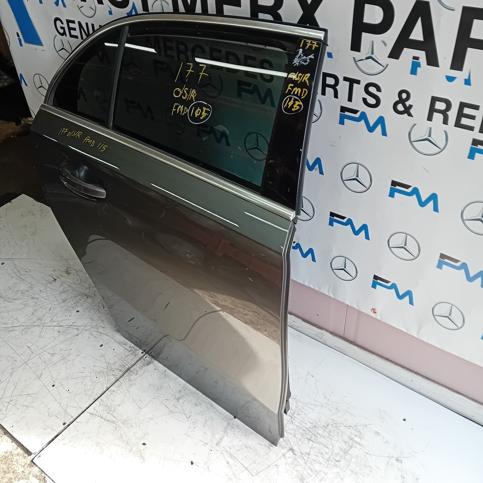 MERCEDES  A-CLASS W177 DRIVER SIDE REAR DOOR N/S/R COMPLETE GREY FMD115