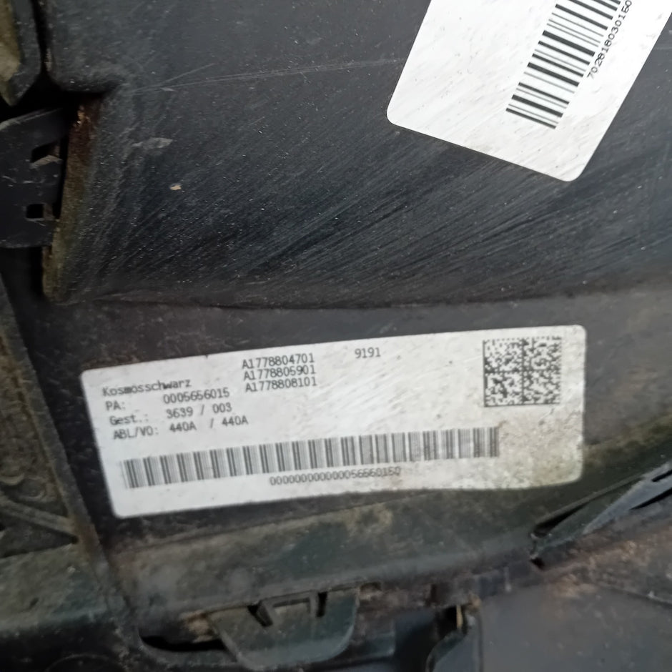 MERCEDES BENZ  A-CLASS W177 REAR BUMPER A1778804701 2018 BLACK COMPLETE FMX18