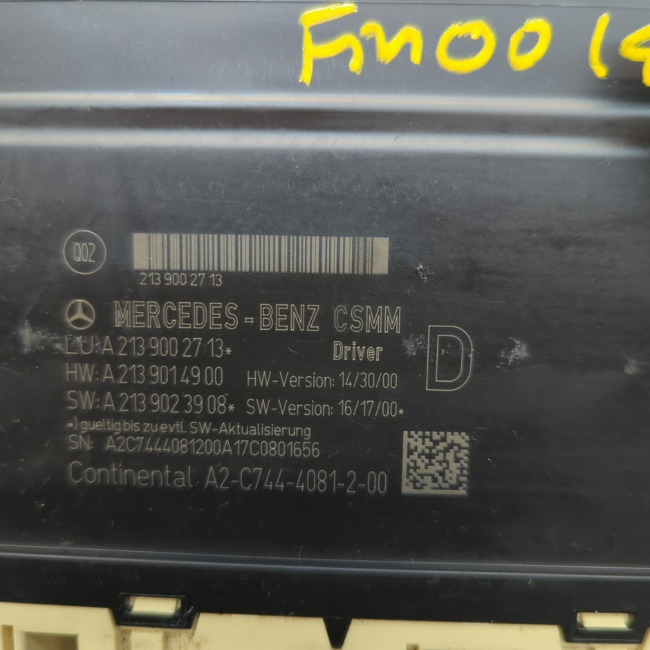 MERCEDES E CLASS W213 FRONT RIGHT SEAT CONTROL MODULE A2139002713 FM001424