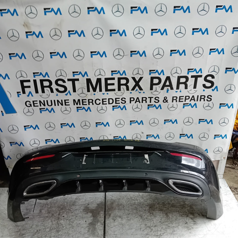 MERCEDES BENZ C-CLASS W205 COUPE REAR BUMPER 2015 BLACK COMPLETE FMX61