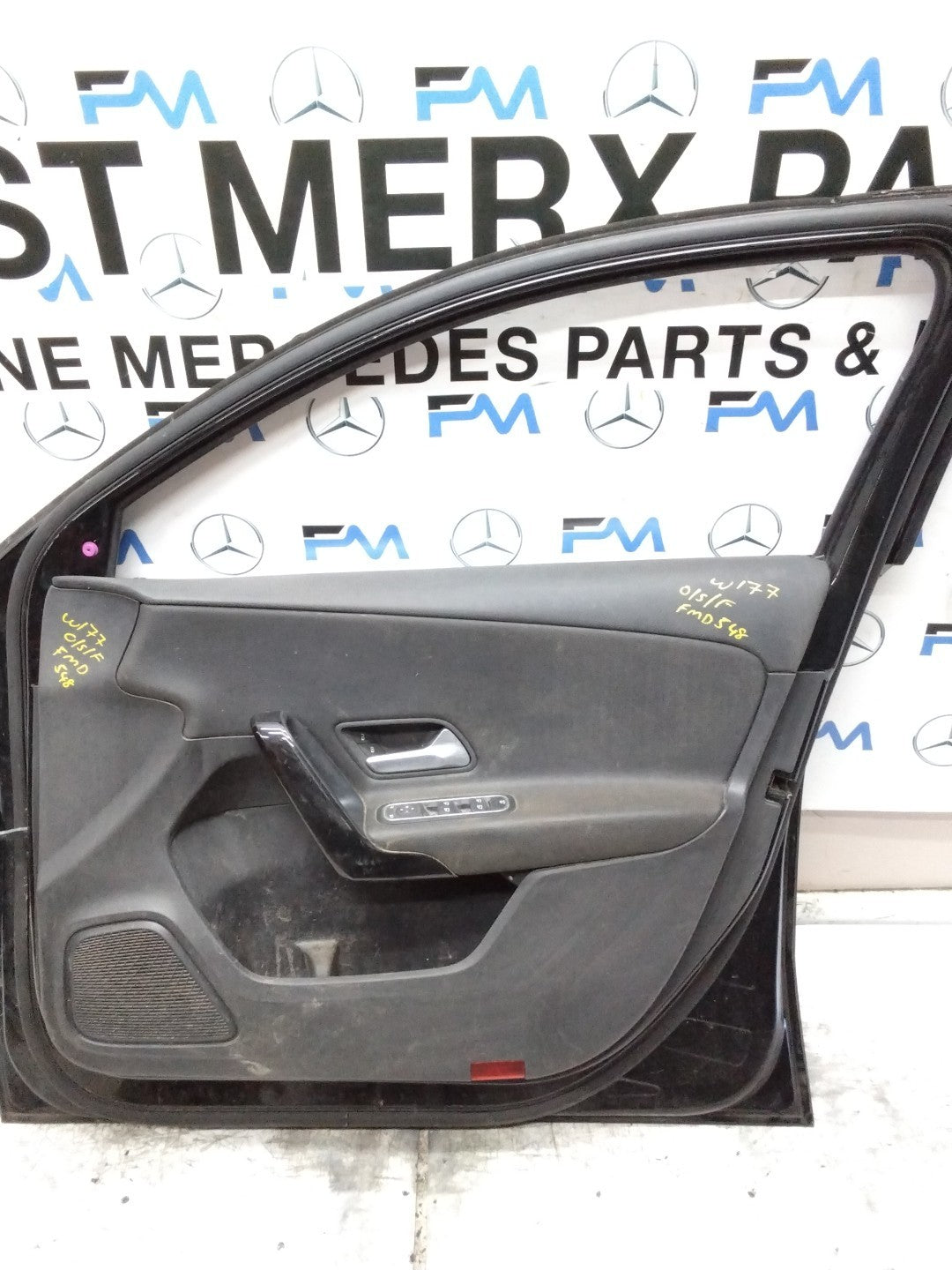MERCEDES BENZ  A-CLASS W177  DRIVER FRONT DOOR OSF BLACK 2018-22 FMD548