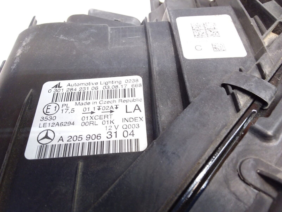2017 MERCEDES C-CLASS W205 N/S Passenger Side Front Headlight A20539063104 FMH19