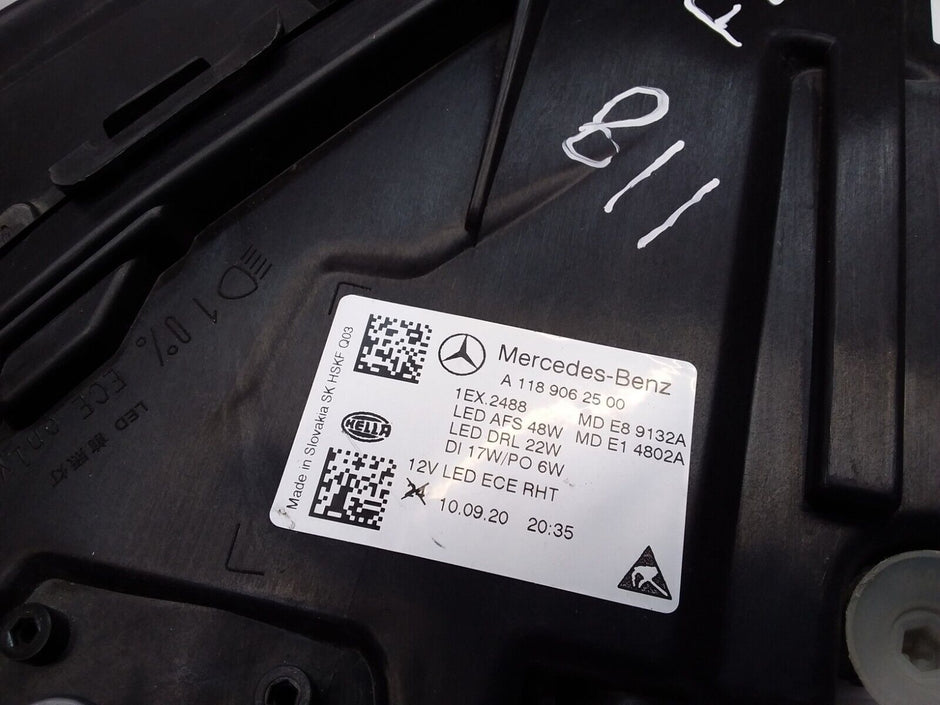 MERCEDES CLA W118 2020 LED HIGH PERFORMANCE HEADLIGHT LEFT N/S A1189062500 FMH61