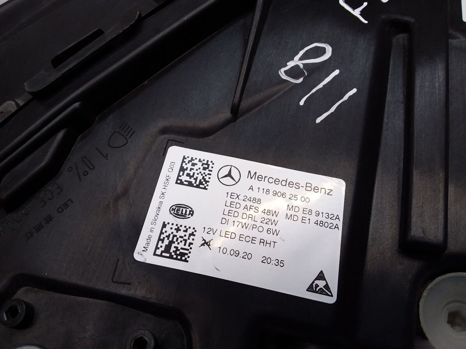 MERCEDES CLA W118 2020 LED HIGH PERFORMANCE HEADLIGHT LEFT N/S A1189062500 FMH61