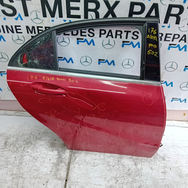 MERCEDES A-CLASS W176 DRIVER REAR DOOR OSR 2015 RED COMPLETE FMD502