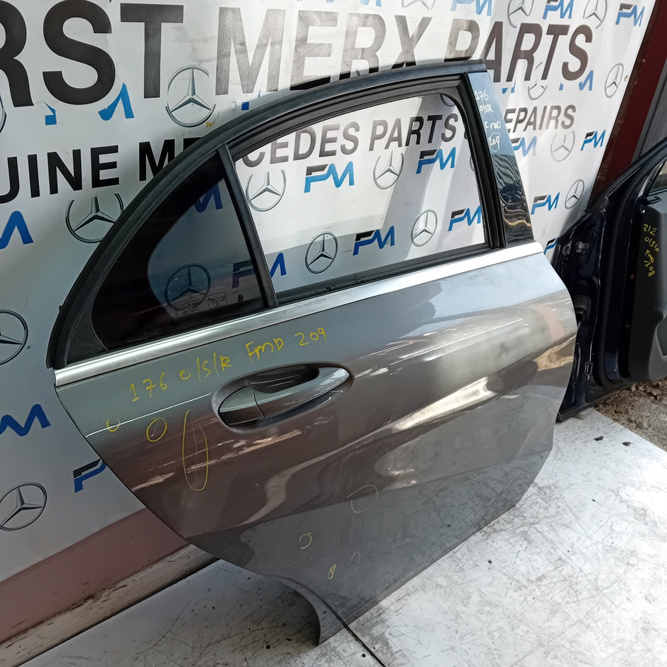 MERCEDES BENZ  A-CLASS W176 DRIVER REAR DOOR OSR GREY 2012- 2018 COMPLETE FMD209