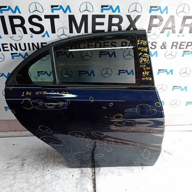 MERCEDES BENZ A-CLASS W176 DRIVER REAR DOOR OSR BLUE 2012-18 COMPLETE FMD370