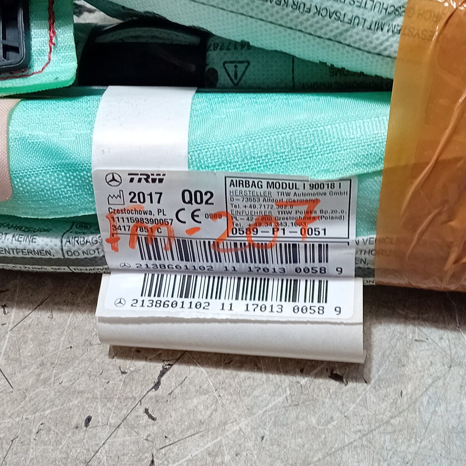 2020 MERCEDES E CLASS  LEFT PASSENGER SIDE ROOF CURTAIN A!R BAG 2138601102 FM197