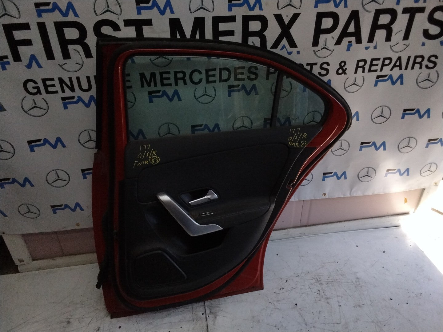 MERCEDES BENZ A-CLASS W177 DRIVER SIDE REAR DOOR O/S/R COMPLETE RED FMD83
