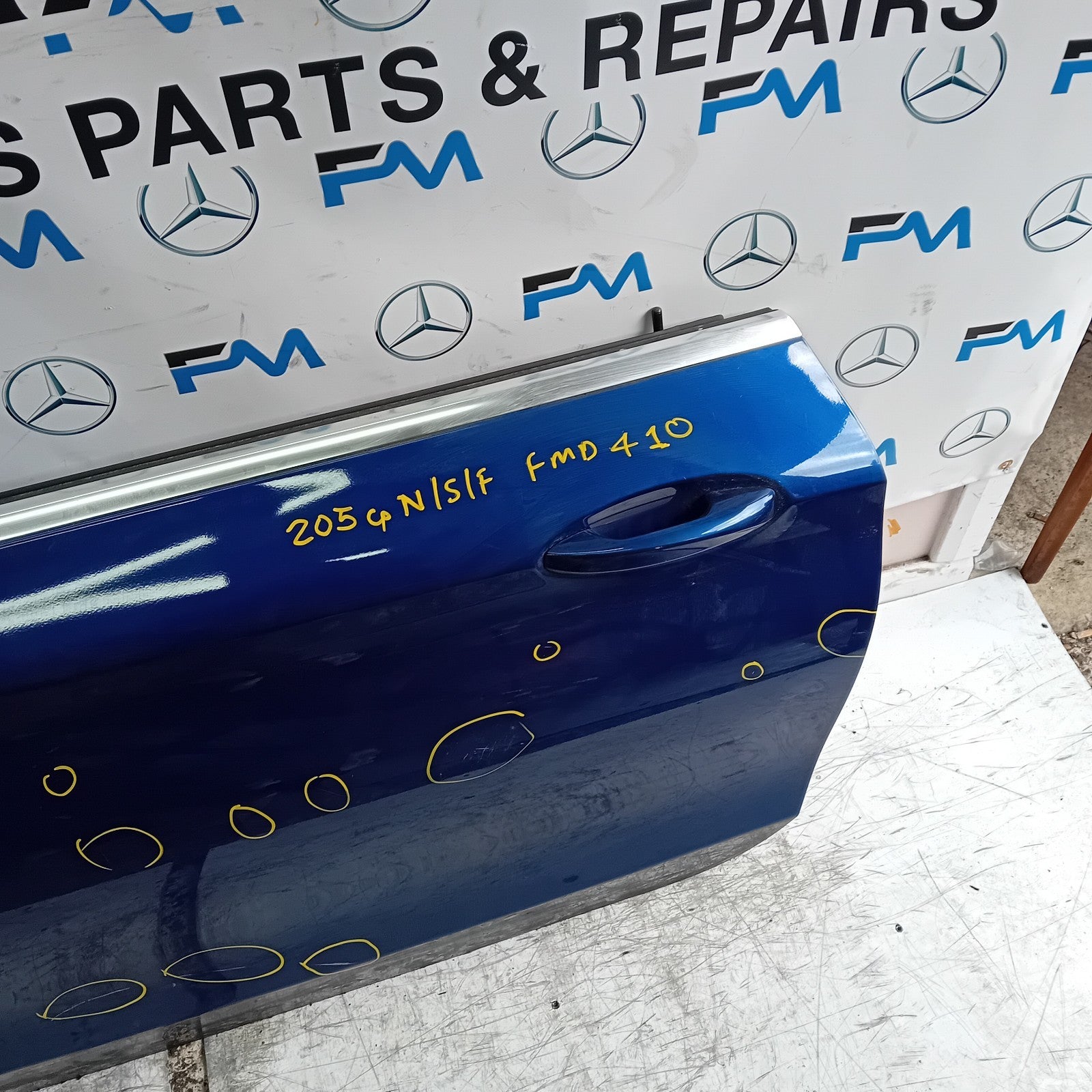 MERCEDES C-CLASS W205 CP PASSENGER FRONT DOOR NSF 2016 ON BLUE FMD410