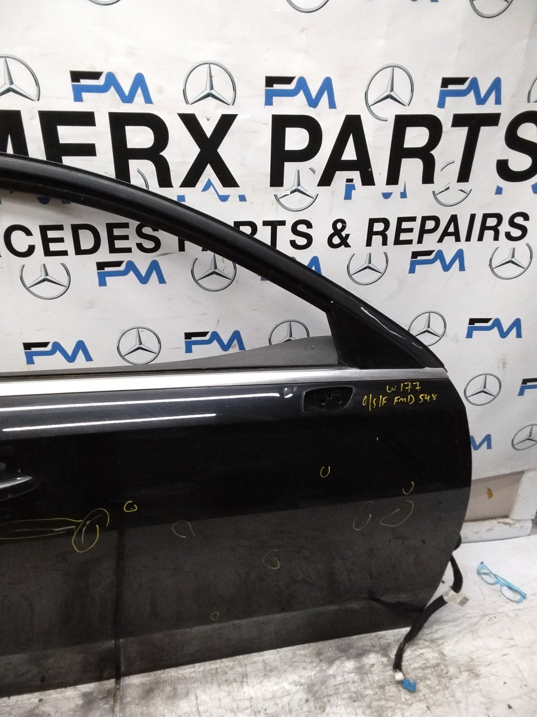 MERCEDES BENZ  A-CLASS W177  DRIVER FRONT DOOR OSF BLACK 2018-22 FMD548