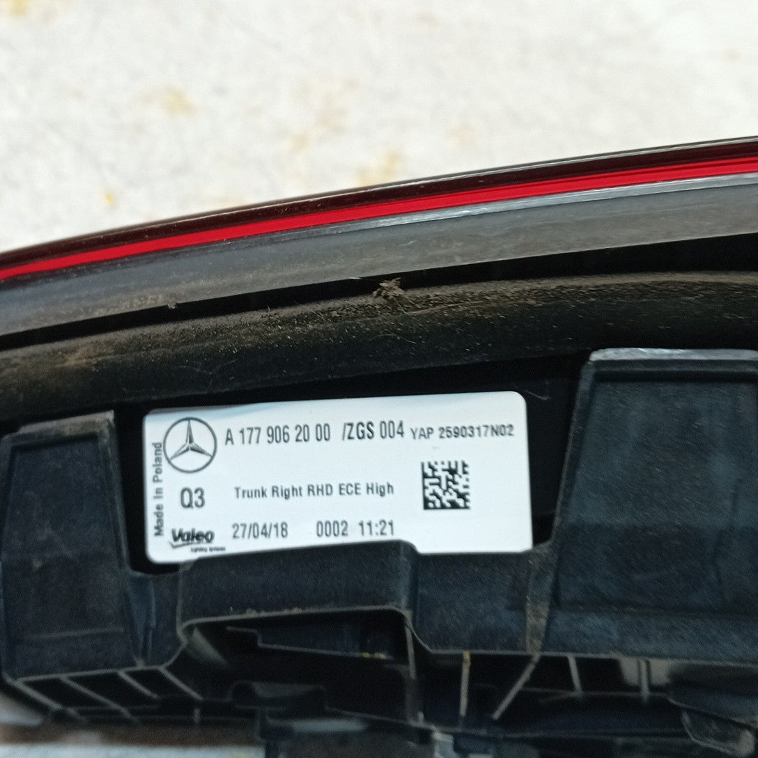 MERCEDES A-CLASS W177 DRIVER RIGHT OS REAR INNER TAIL LIGHT A1779062000 FMT247