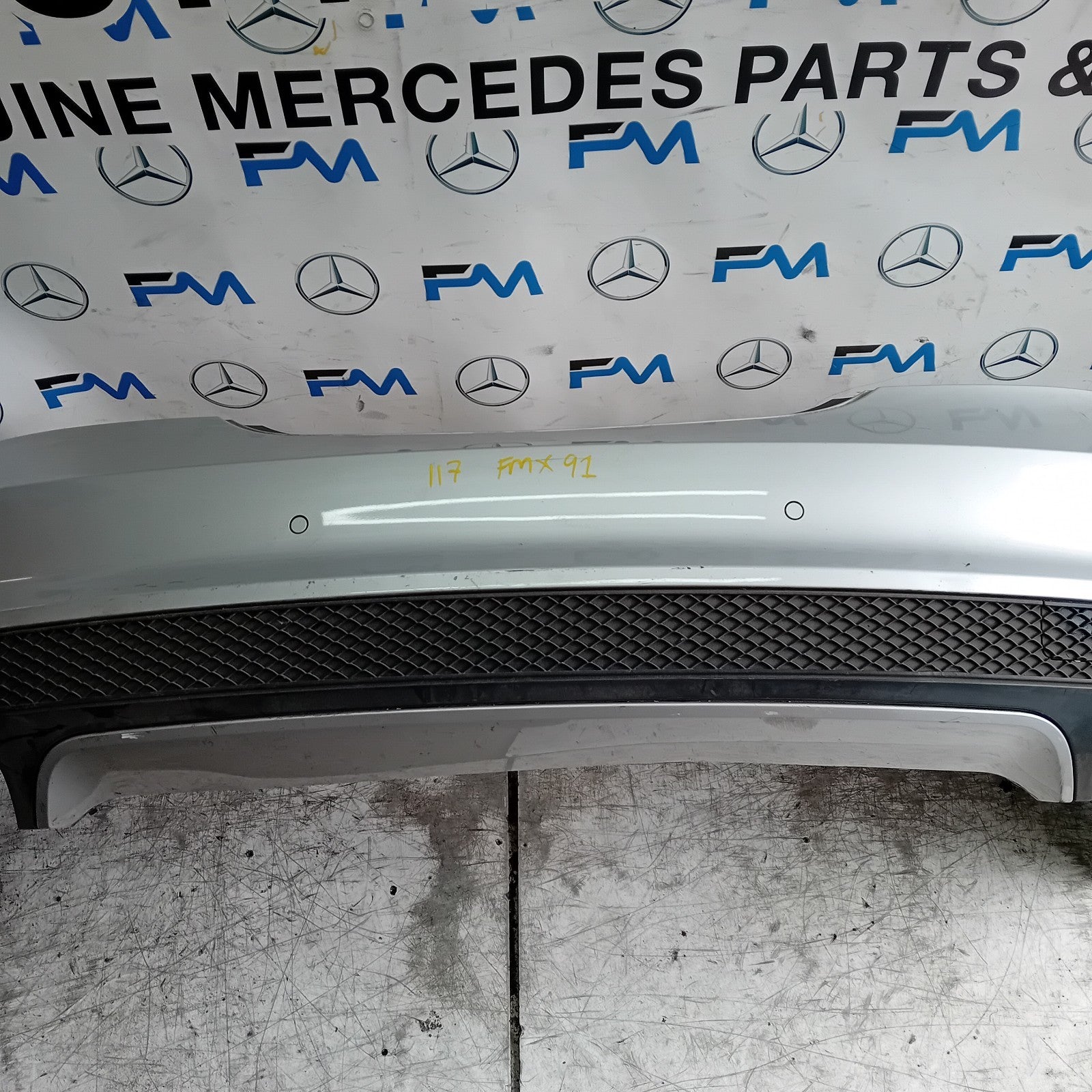 MERCEDES BENZ CLA W117 REAR BUMPER SILVER 2013-19 A1178851065 FMX91