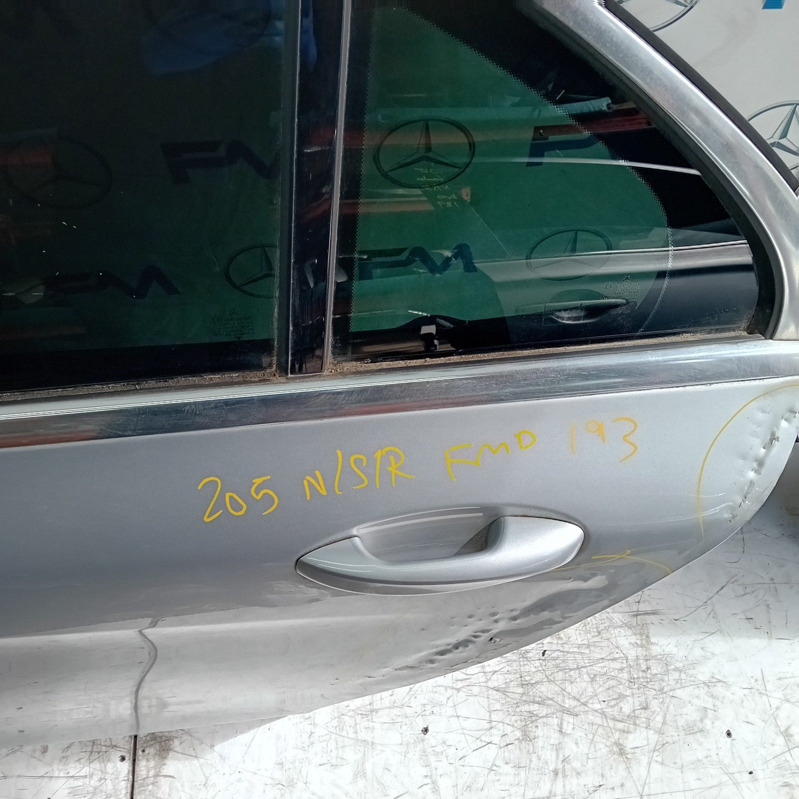 MERCEDES C-CLASS W205 PASSENGER  REAR DOOR NSR SILVER 2014 ON COMPLETE FMD193