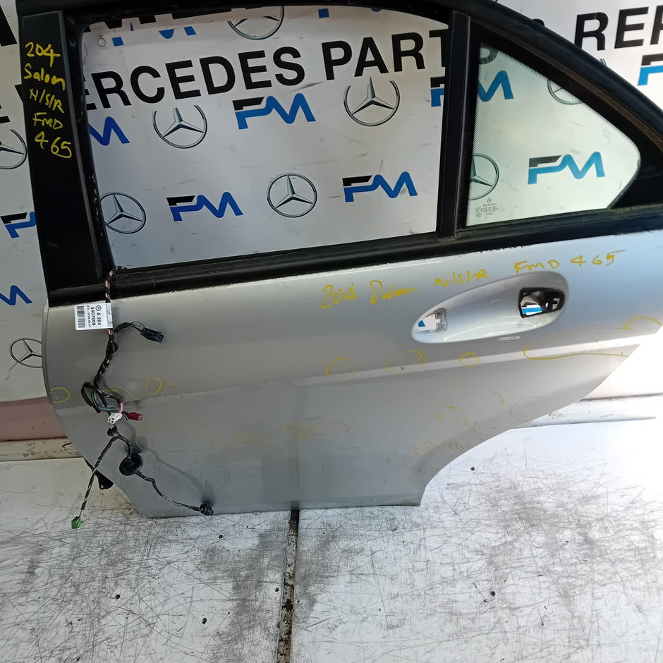 MERCEDES BENZ C-CLASS W204 PASSENGER REAR DOOR NSR SILVER 2008-14 FMD465