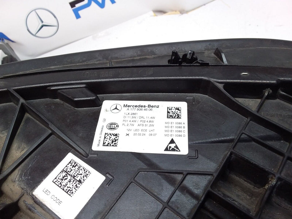 2018 MERCEDES A CLASS W177 HEADLIGHT LED FACELIFT DRIVER OS A1779064606 FMH90