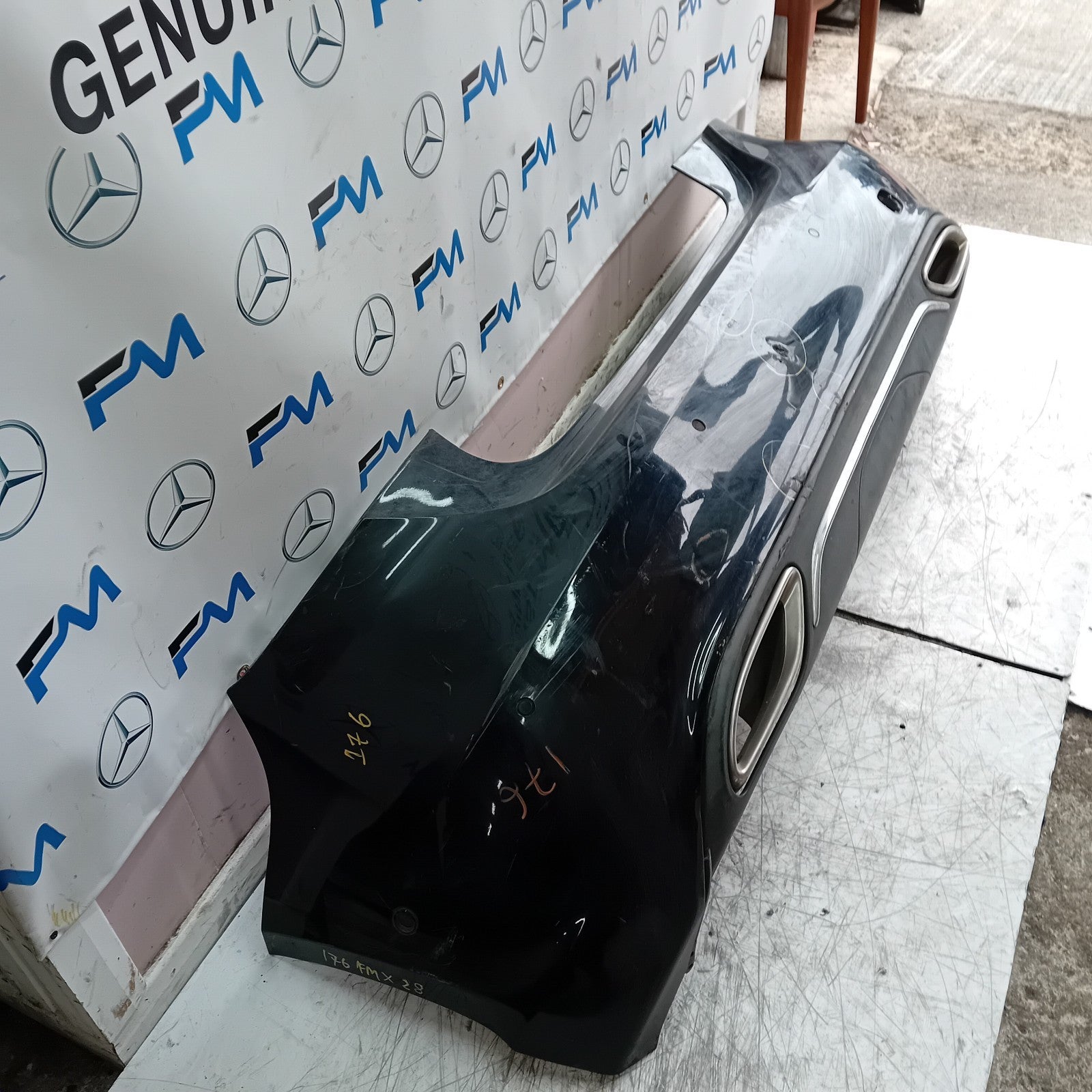 MERCEDES BENZ A-CLASS W176 REAR BUMPER 2012-18 A1768850000 BLACK COMPLETE FMX28