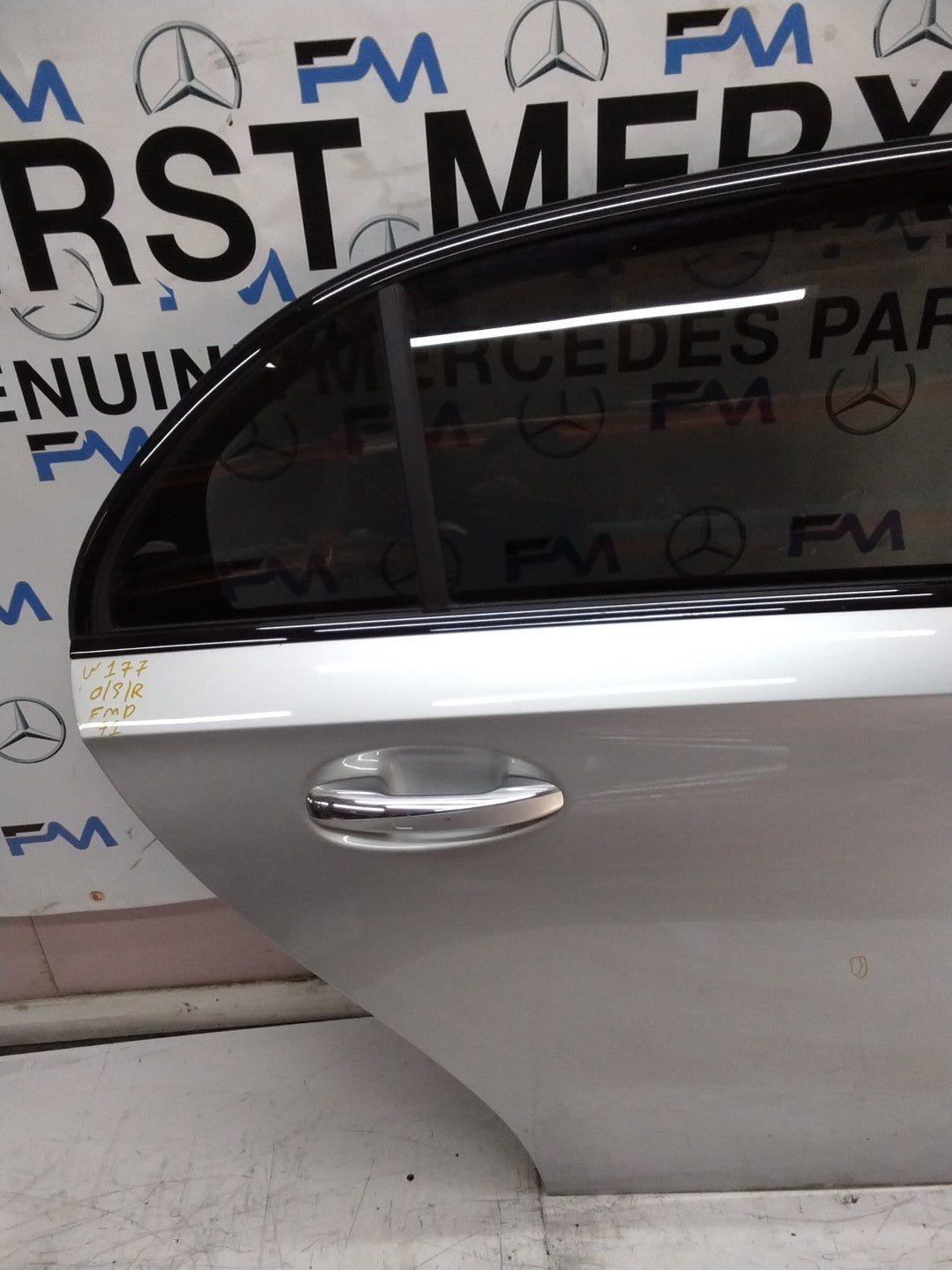 MERCEDES BENZ A-CLASS W177 DRIVER SIDE REAR DOOR O/S/R COMPLETE SILVER FMD71
