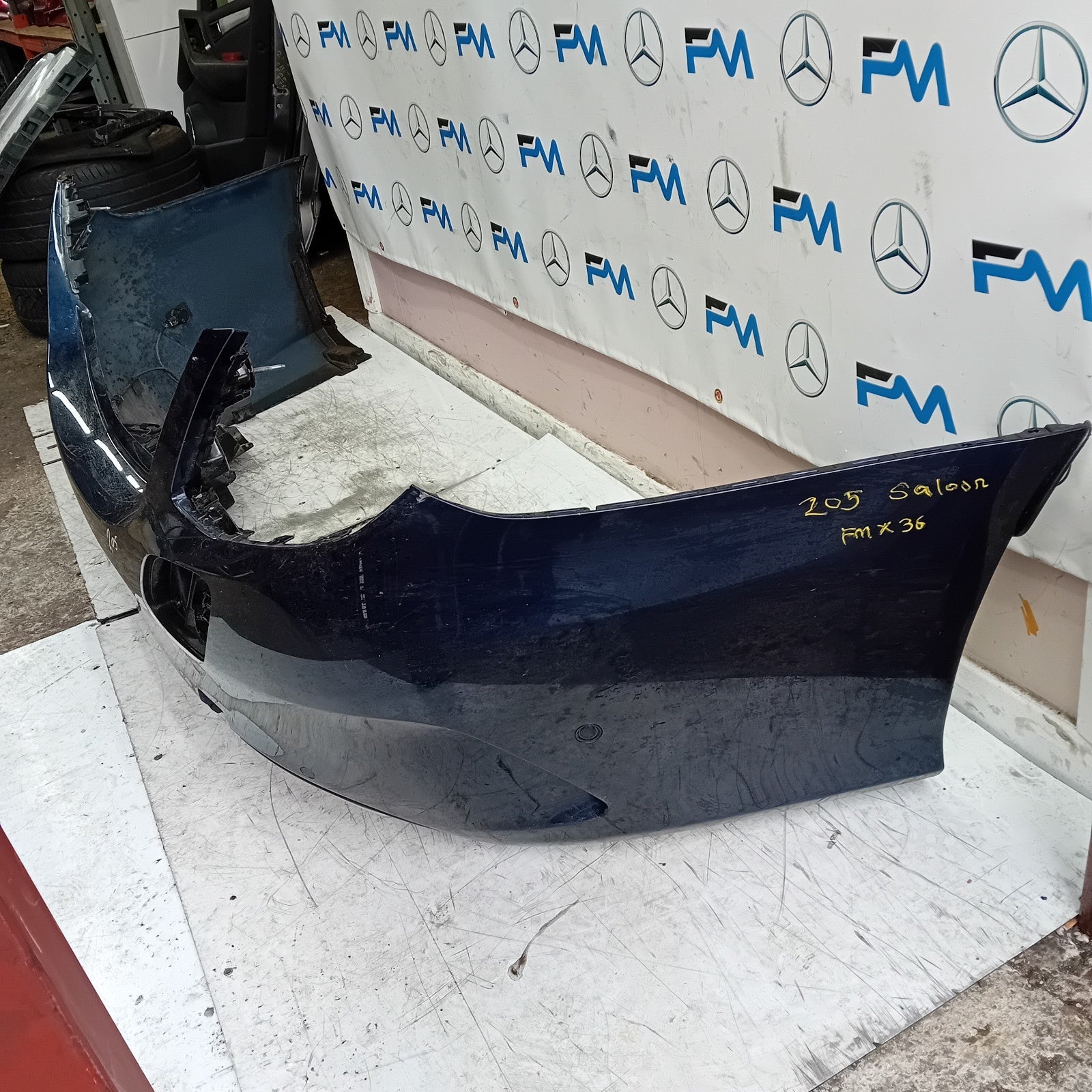MERCEDES C-CLASS W205 SLN REAR BUMPER 2014 ON BLUE COMPLETE A2058555738 FMX36