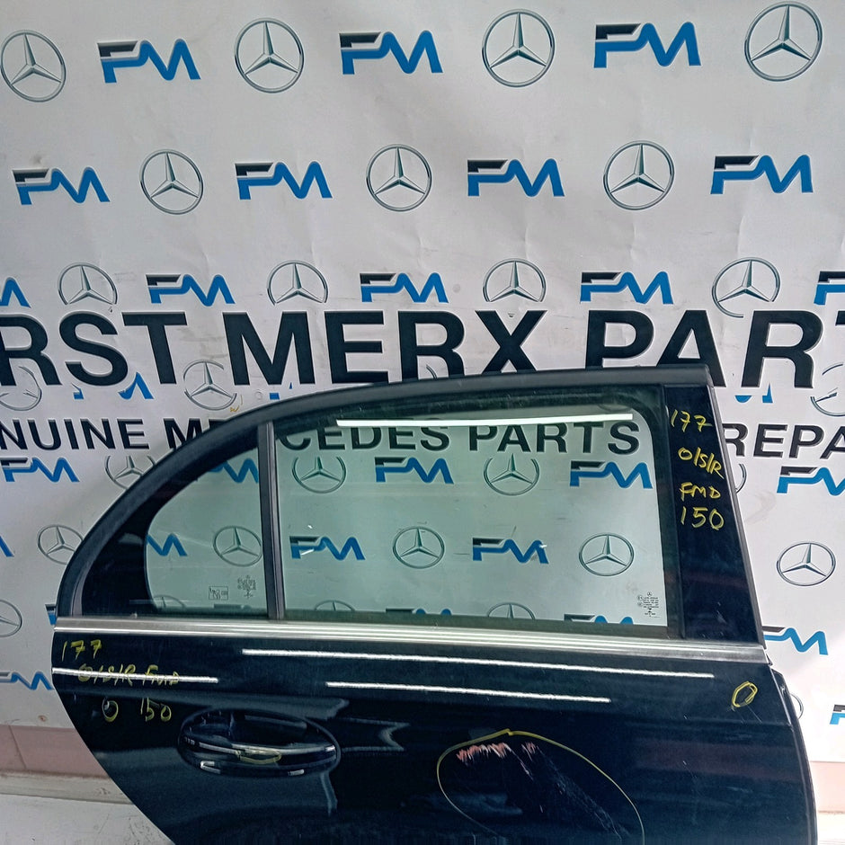 MERCEDES BENZ A-CLASS W177 DRIVER SIDE REAR DOOR O/S/R BLACK  COMPLETE FMD151