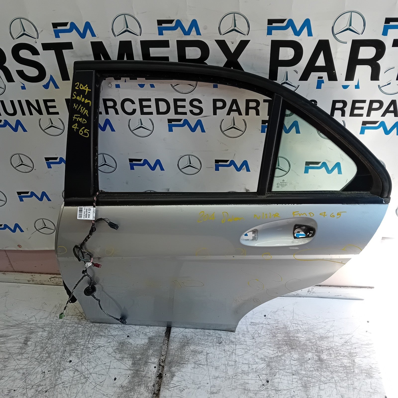 MERCEDES BENZ C-CLASS W204 PASSENGER REAR DOOR NSR SILVER 2008-14 FMD465