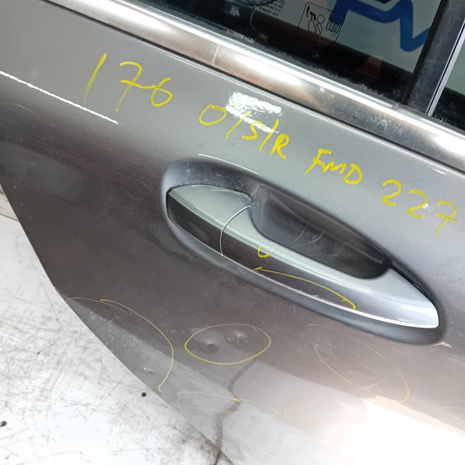 MERCEDES BENZ A-CLASS W176 DRIVER REAR DOOR OSR GREY 2012-18 COMPLETE FMD227