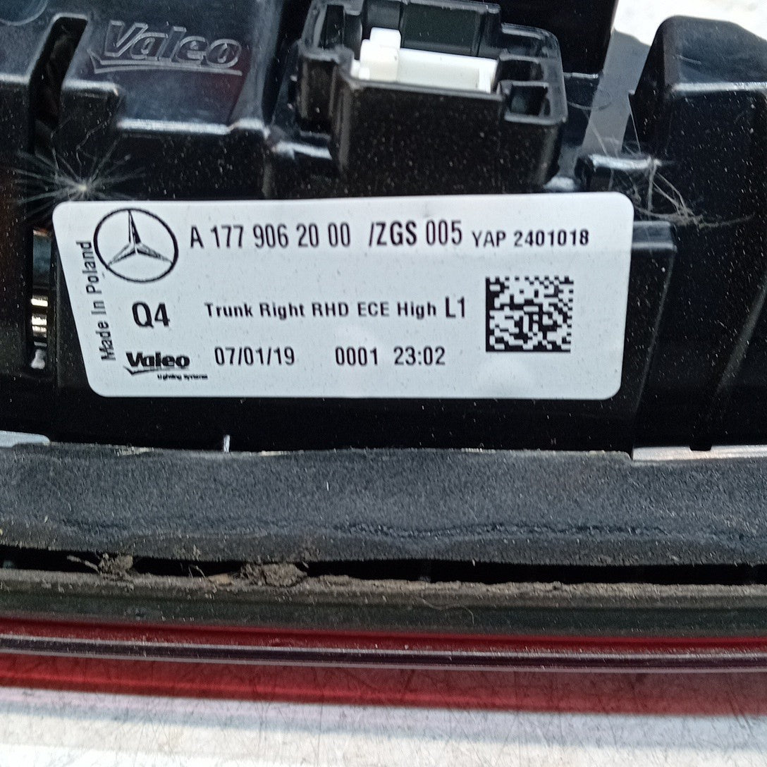 MERCEDES A-CLASS W177 DRIVER RIGHT OS REAR INNER TAIL LIGHT A1779062000 FMT240